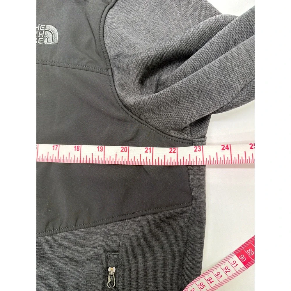 The North Face Mens Large Full Zip Hybrid Fleece Softshell Jacket Black Grey